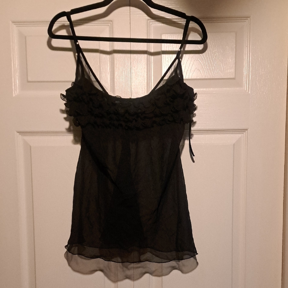 La SENZA Black Ruffled Camisole Lingerie Sleek & Sexy